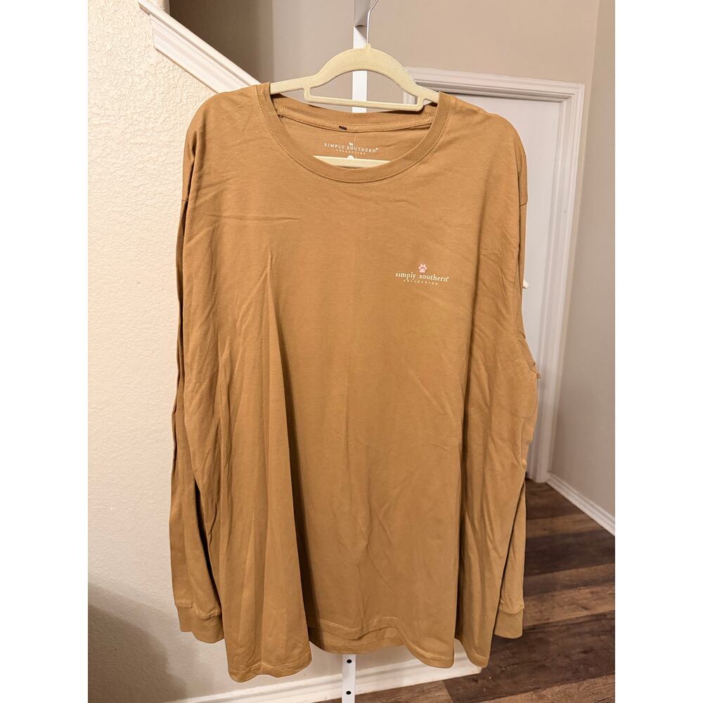 Simply Southern Brown Less People More Dogs Long Sleeve Tee Size XXL NWT